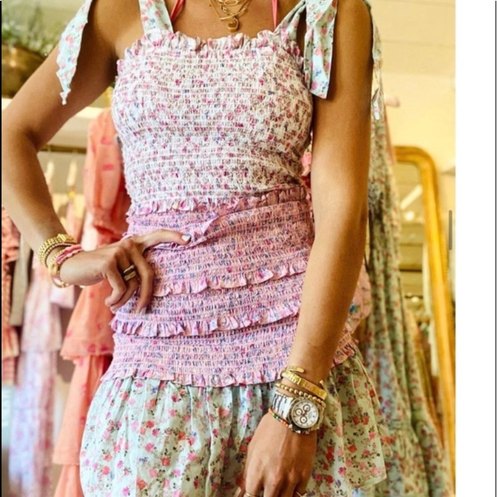 LoveShackFancy smocked tie dress